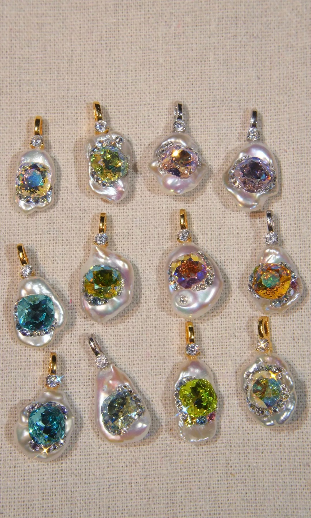 Natural baroque pearl pendants showing their unique forms