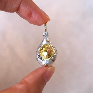 Golden Citrine Baroque Pearl Pendant