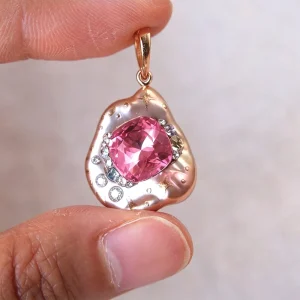 Rose Pink Baroque Pearl Pendant