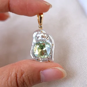 Celadon Green Baroque Pearl Pendant